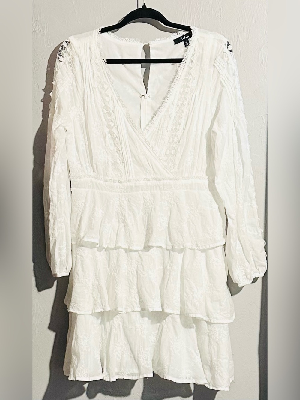 Lulus Be My Forever Love White Cottagecore Boho Lace Embroidered Tiered Mini, XL